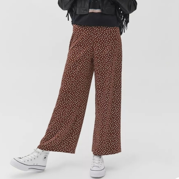 Urban Outfitters | Pants \u0026 Jumpsuits | Uo Brown Polka Dot Silk Feel Pants  Size Xs | Poshmark